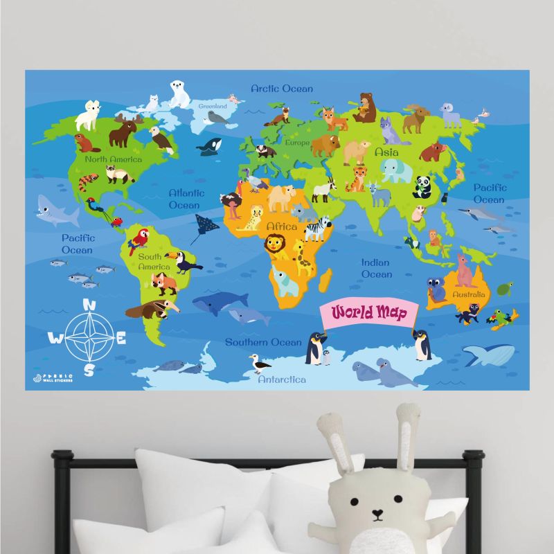 Animal World Map Wall Sticker