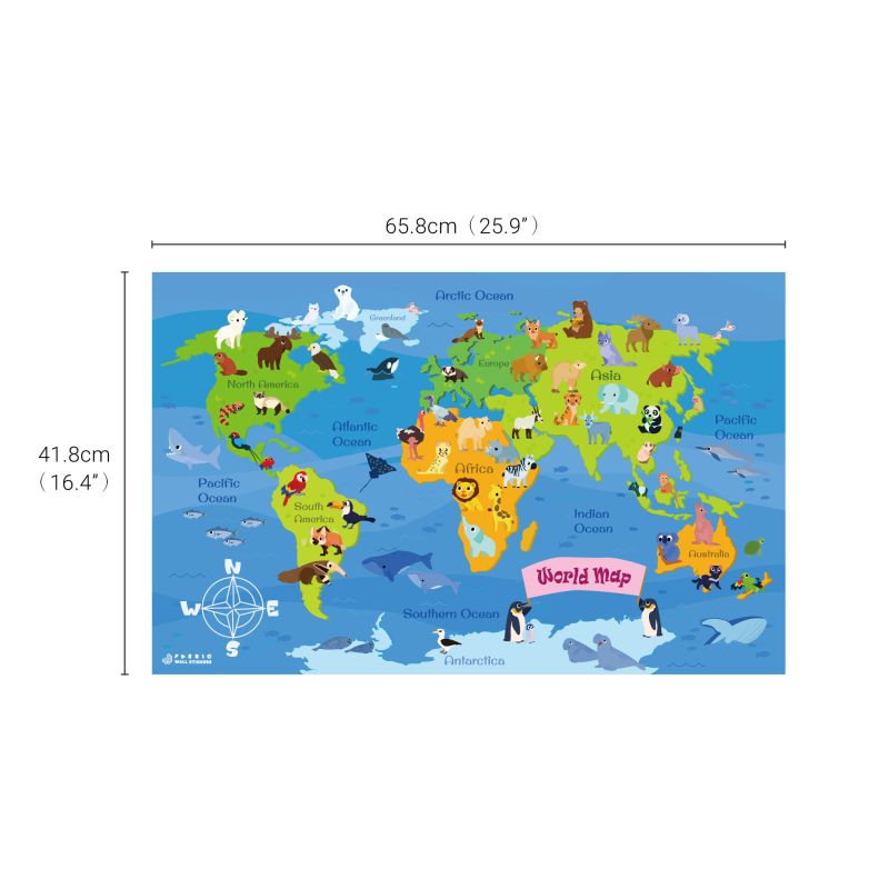 Animal World Map Wall Sticker
