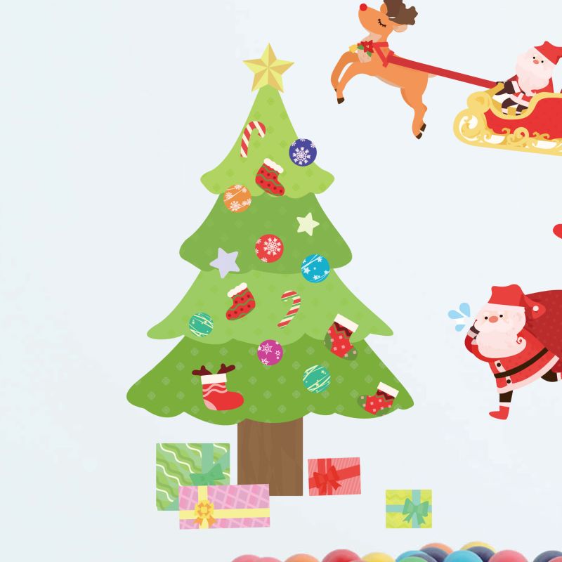 Christmas Tree & Santa Wall Stickers