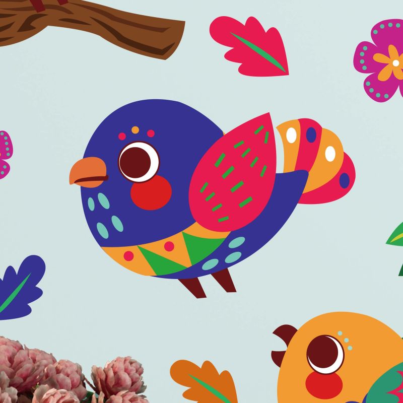 Colourful Birds Family Wall Stickers