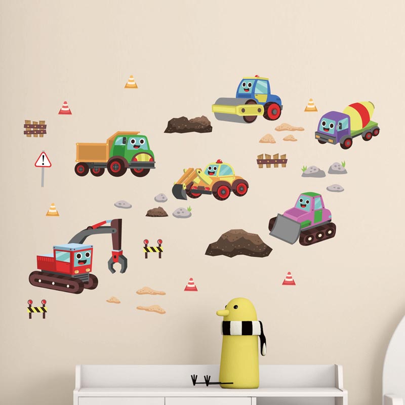 Construction Trucks v3 Wall Stickers - Kids Collection