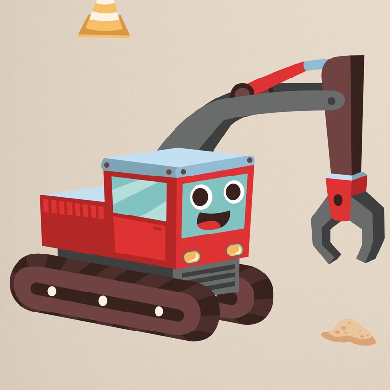 Construction Trucks v3 Wall Stickers - Kids Collection