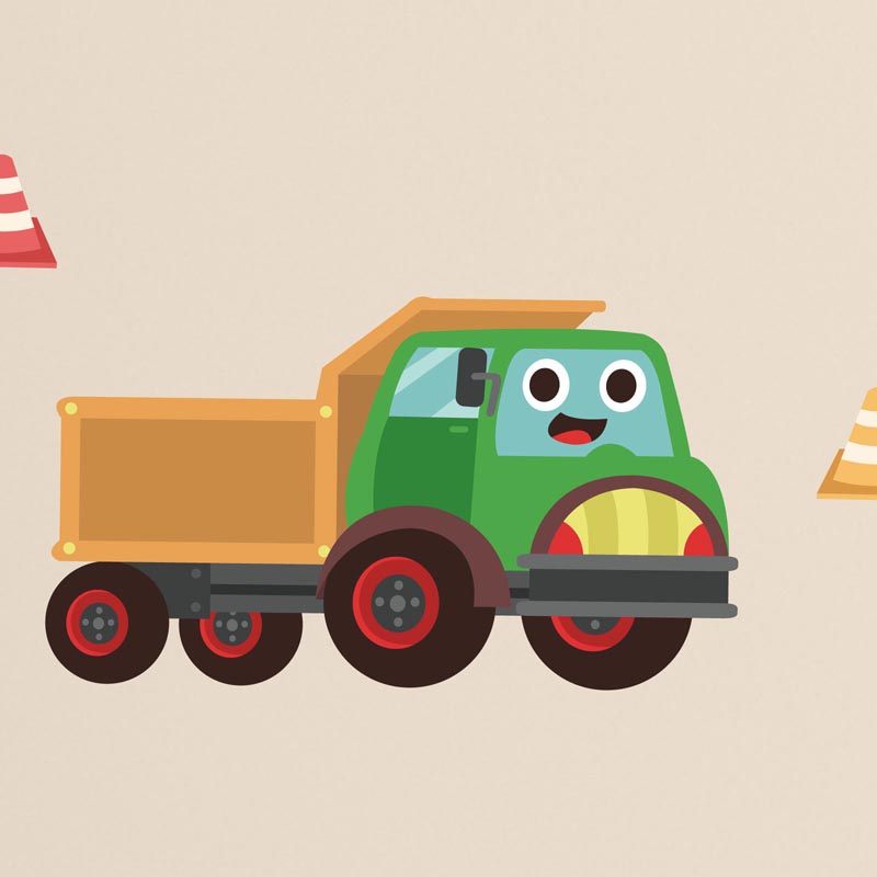 Construction Trucks v3 Wall Stickers - Kids Collection