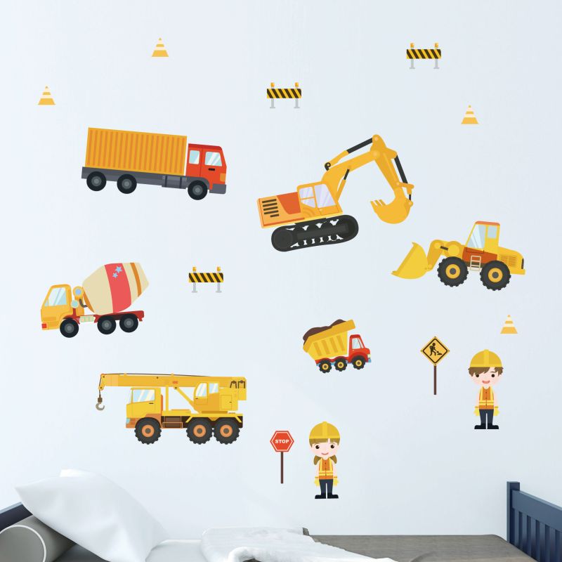 Construction Trucks Wall Stickers
