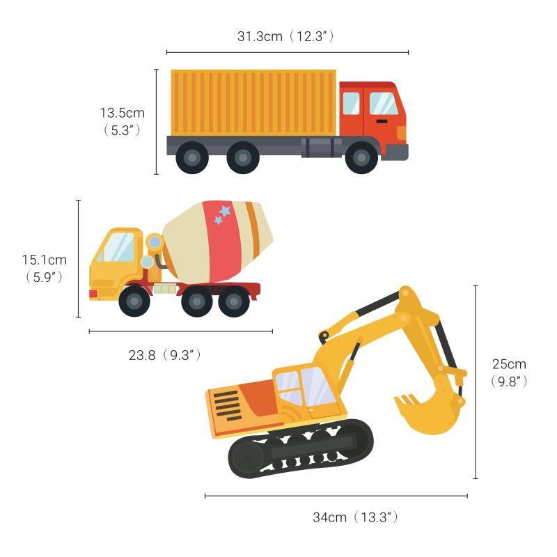 Construction Trucks Wall Stickers